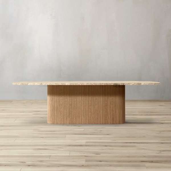 Mulholland Stone Rectangular Pedestal Dining Table