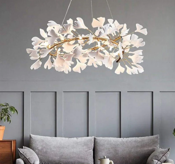 Luxury Ceramic Ginkgo Round Chandelier 39"