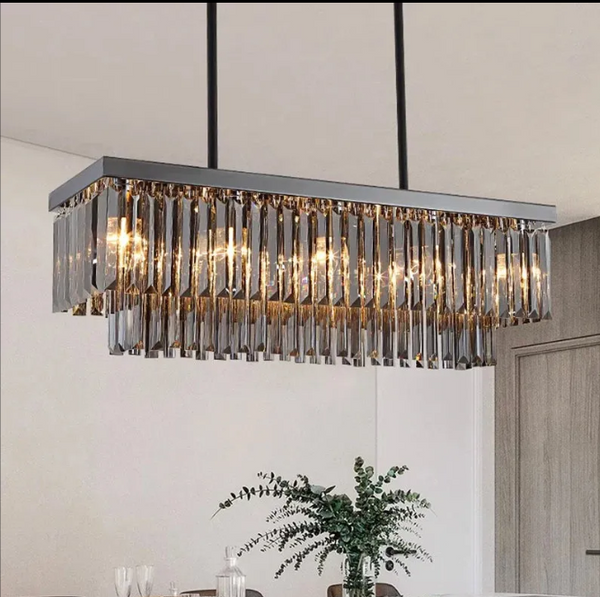 47" Smoke Grey Crystal Dining Room Chandelier